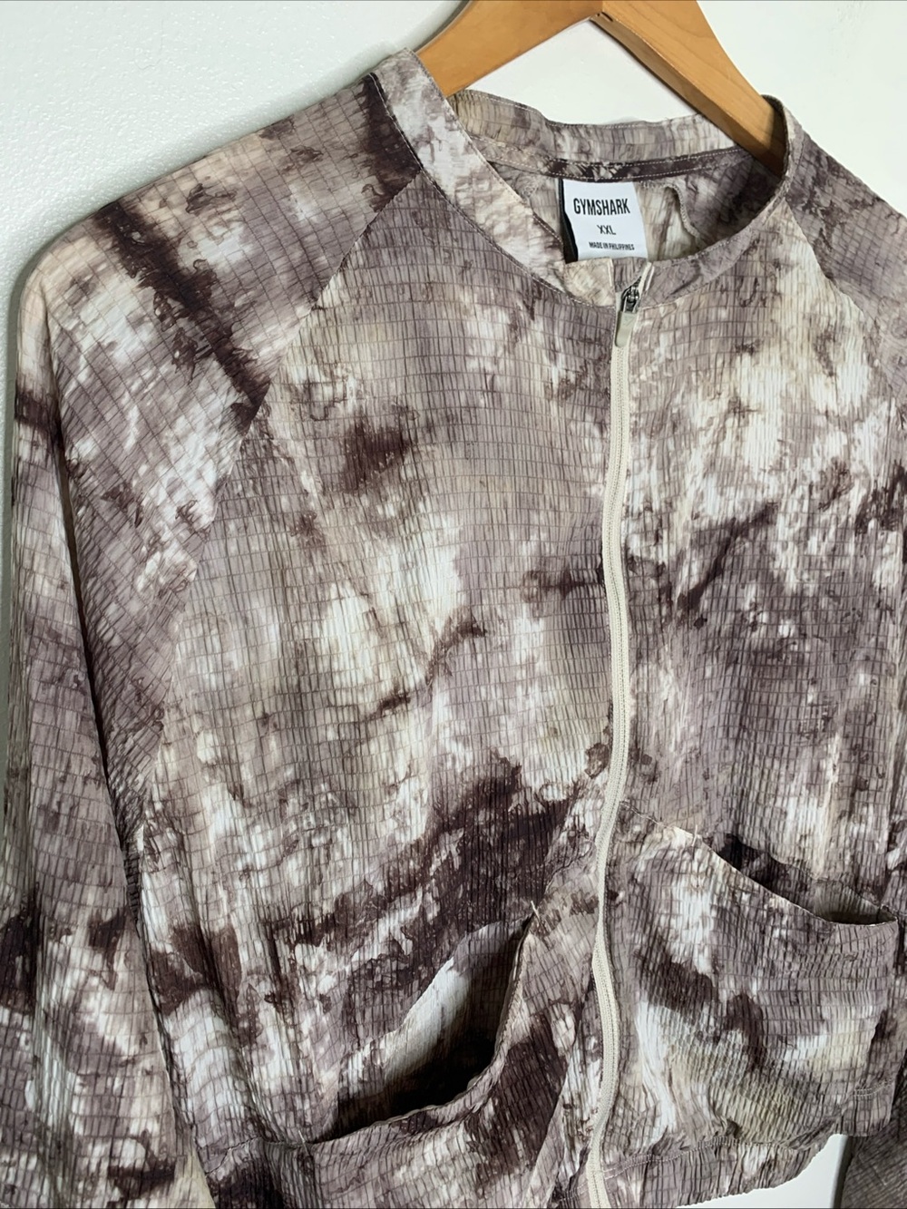 Gymshark Elevate Woven Jacket Womens XXL Cement Brown Spray Dye New without Tag - Picture 3 of 14